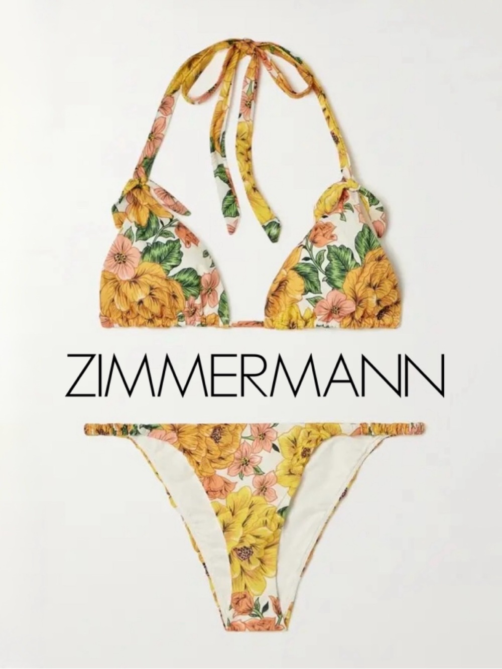 NWT - ZIMMERMANN Poppy Floral-print Cotton Halter-Top Bikini SET